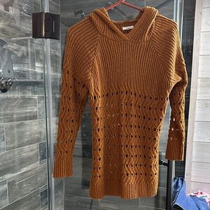 Maurices Brown Open-Knit Cowl Neck Sweater